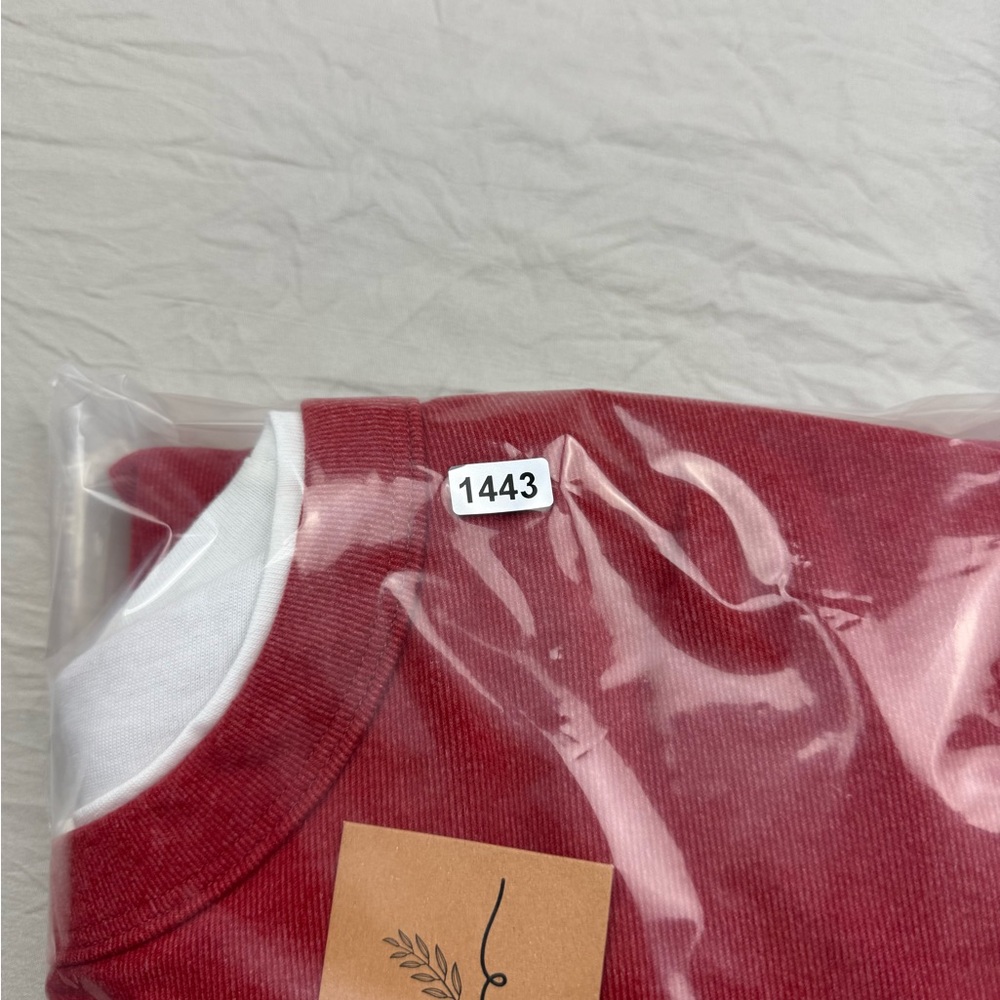 Abercrombie & Fitch Red Long-Sleeve‎ Crew with White Trim - Picture 5 of 5